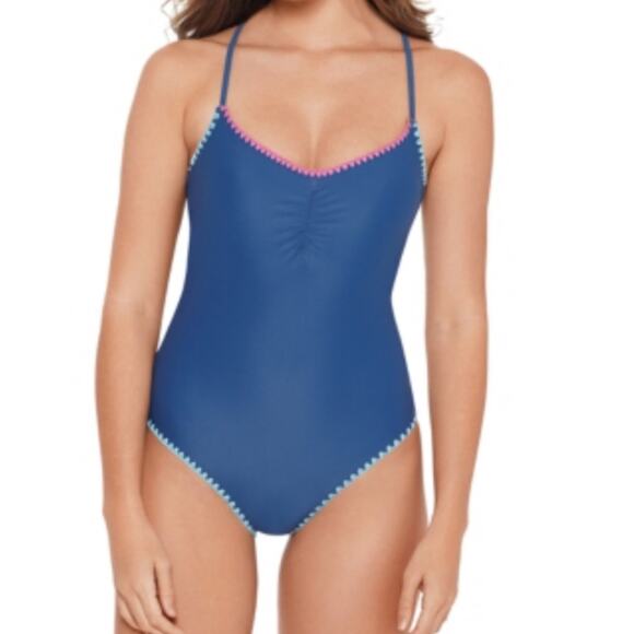 SALT+COVE Shell-stitch Blue One-piece Swimsuit - Picture 1 of 6